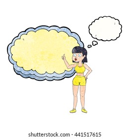 freehand drawn thought bubble textured cartoon gym woman