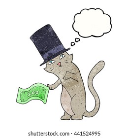 freehand drawn thought bubble textured cartoon rich cat