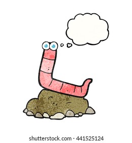 freehand drawn thought bubble textured cartoon worm