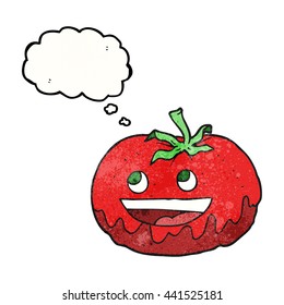 tomate de dibujos animados con textura de burbuja de pensamiento dibujado a mano libre