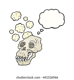 freehand drawn thought bubble textured cartoon ancient skull