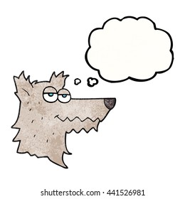dibujo a mano libre burbuja de pensamiento textura caricatura cabeza de lobo