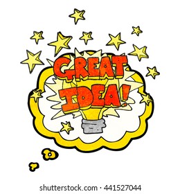 freehand drawn thought bubble textured cartoon great idea light bulb symbol