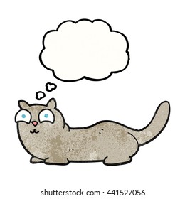 freehand drawn thought bubble textured cartoon cat