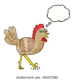 pollo de caricatura con textura de burbuja de pensamiento dibujado a mano libre