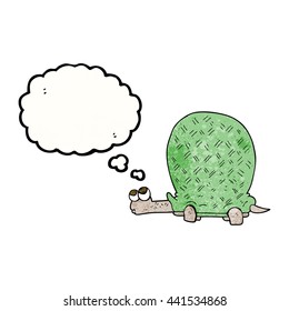 freehand drawn thought bubble textured cartoon tortoise