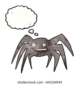 freehand drawn thought bubble textured cartoon happy spider