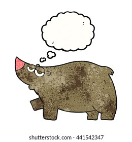 freehand drawn thought bubble textured cartoon bear