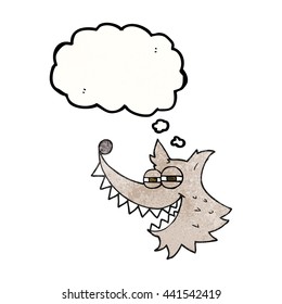 freehand drawn thought bubble textured cartoon crazy wolf