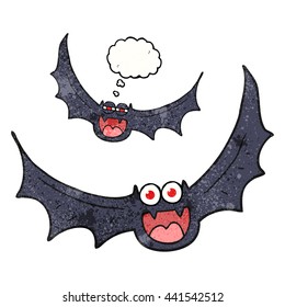 freehand drawn thought bubble textured cartoon halloween bats