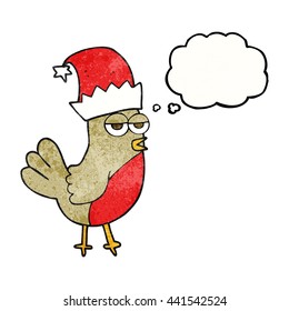 brote de burbuja de pensamiento dibujado a mano libre texturado robo de caricatura en sombrero de navidad