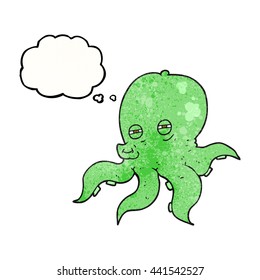 freehand drawn thought bubble textured cartoon octopus