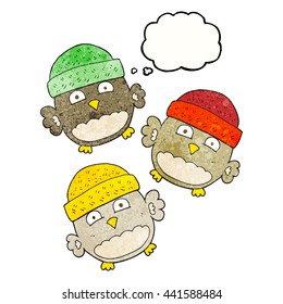 freehand drawn thought bubble textured cartoon cute owls