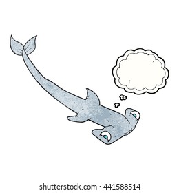 freehand drawn thought bubble textured cartoon hammerhead shark