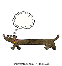 freehand drawn thought bubble textured cartoon dachshund