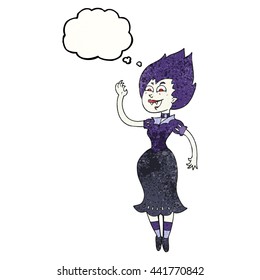 freehand drawn thought bubble textured cartoon vampire girl