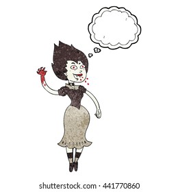 dibujo a mano libre pensamiento burbuja textura caricatura sangre chupando a chica vampiro