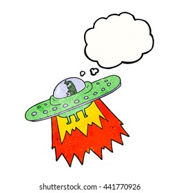 freehand drawn thought bubble textured cartoon ufo