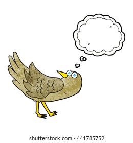 pájaro de dibujos animados con textura de burbuja de pensamiento dibujado a mano libre