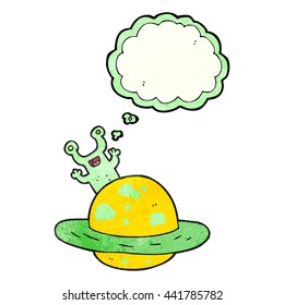freehand gezeichnete Gedankenblase strukturierte Cartoon-Außerirdische Planet