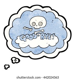 freehand drawn thought bubble textured cartoon good-bye symbol