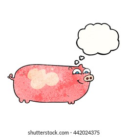 freehand drawn thought bubble textured cartoon pig