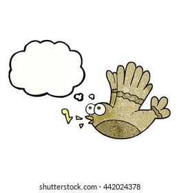 freehand drawn thought bubble textured cartoon singing bird