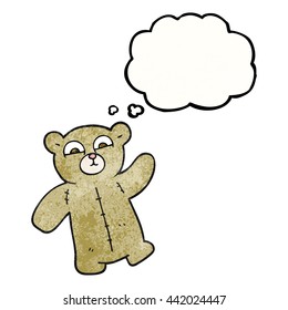 freehand drawn thought bubble textured cartoon teddy bear