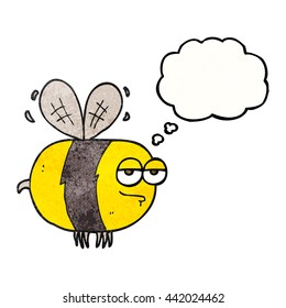 freehand drawn thought bubble textured cartoon unhappy bee
