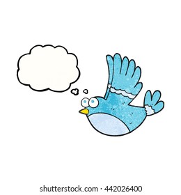 freehand drawn thought bubble textured cartoon flying bird