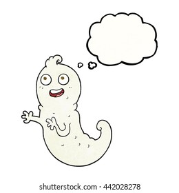 freehand drawn thought bubble textured cartoon ghost