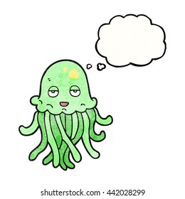 freehand drawn thought bubble textured cartoon octopus