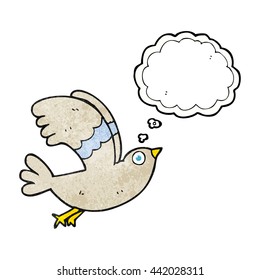 pájaro de dibujos animados con textura de burbuja de pensamiento dibujado a mano libre