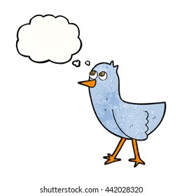 pájaro de dibujos animados con textura de burbuja de pensamiento dibujado a mano libre