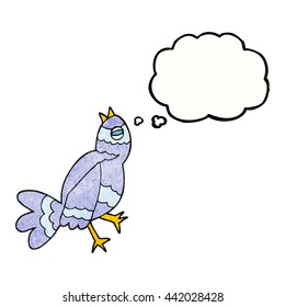freehand drawn thought bubble textured cartoon bird singing