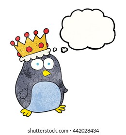 freehand gezeichnete Gedankenblase strukturierte Cartoon Kaiserpinguin