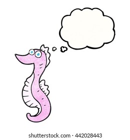 desenho à mão livre pensamento bolha texturizado desenho animado seahorse