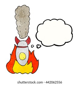 freehand drawn thought bubble textured cartoon falling bomb