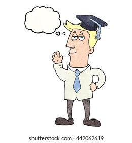 graduado de caricatura con textura de burbuja de pensamiento dibujado a mano libre