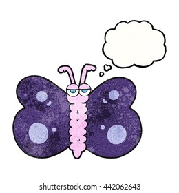 burbuja de pensamiento dibujada a mano libre textura caricatura mariposa