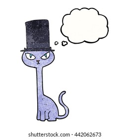 freehand drawn thought bubble textured cartoon posh cat
