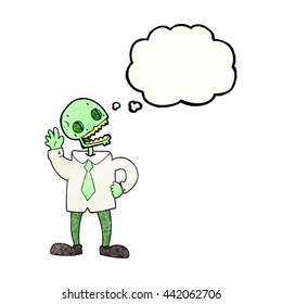 freehand drawn thought bubble textured cartoon zombie businessman