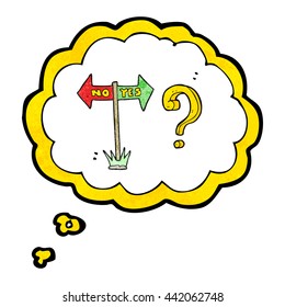 freehand drawn thought bubble textured cartoon yes and no sign