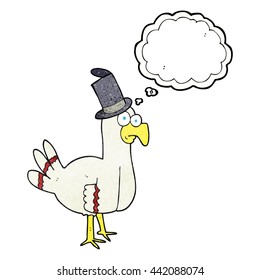 pájaro de caricatura con sombrero superior dibujado a mano libre