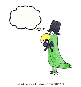 freehand drawn thought bubble textured cartoon posh parrot