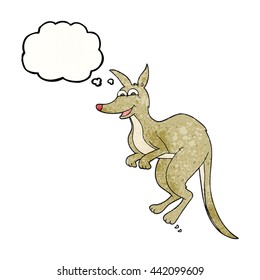 freehand drawn thought bubble textured cartoon kangaroo