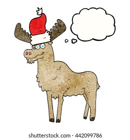 freehand drawn thought bubble textured cartoon christmas moose
