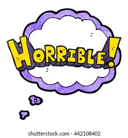 dibujos animados de libre mano burbuja de pensamiento texturizado palabra horrible