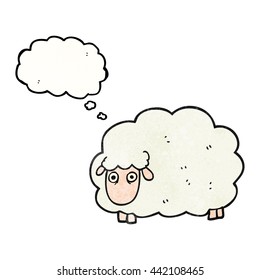 freehand drawn thought bubble textured cartoon farting sheep