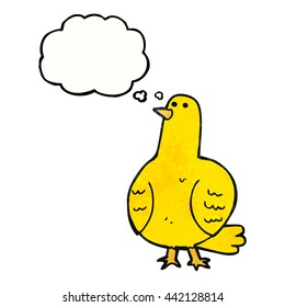 freehand drawn thought bubble textured cartoon bird